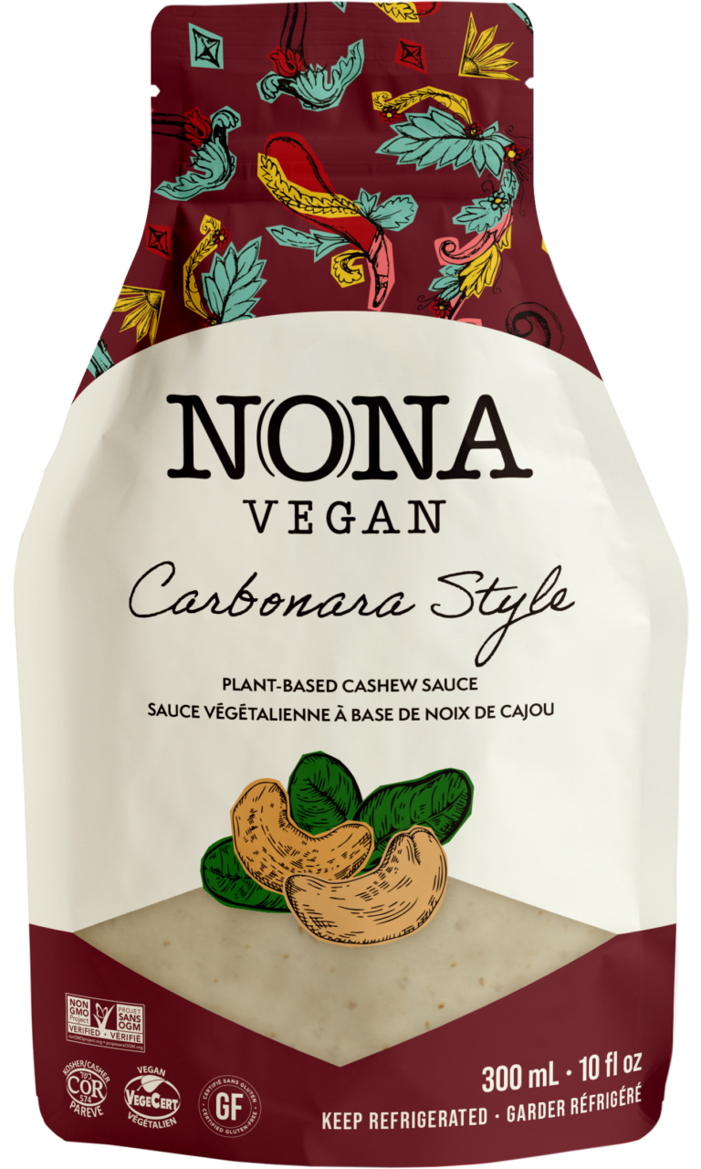 NONA Vegan Carbonara-Style Sauce burgundy pouch